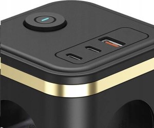 Viking adapter sieciowy YC33 3x 230 V 1x USB-A 2x USB-C przycisk ON/OFF długość 1,4 m czarny 2