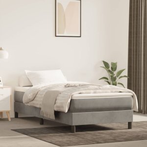 vidaXL VidaXL Box Spring Bed with Mattress Light Gray 39.4"x79.9" Twin XL Velvet 1