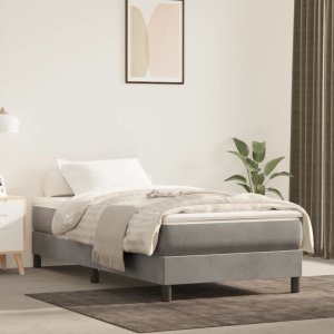 vidaXL VidaXL Box Spring Bed with Mattress Light Gray 39.4"x74.8" Twin Velvet 1