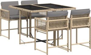 vidaXL vidaXL 5-cz. zestaw mebli ogrodowych z poduszkami, mieszany beż 2