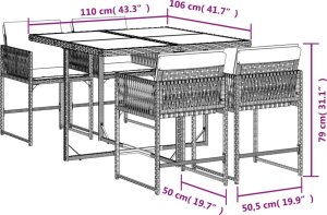 vidaXL vidaXL 5-cz. zestaw mebli ogrodowych z poduszkami, mieszany beż 4