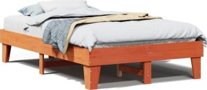 vidaXL vidaXL Rama łóżka bez materaca, woskowy brąz, 120x200 cm, lita sosna 2