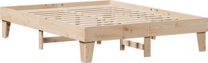 vidaXL Rama łóżka bez materaca, 140x200 cm, lite drewno sosnowe 3