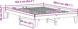 vidaXL vidaXL Rama łóżka bez materaca, biała, 160x200 cm, lite drewno sosnowe 8