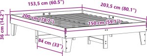 vidaXL Rama łóżka bez materaca, 150x200 cm, lite drewno sosnowe 9