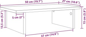 vidaXL vidaXL Podstawka pod monitor, szary beton, 50x27x15 cm 9