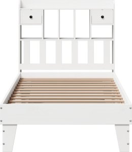 vidaXL vidaXL Rama łóżka bez materaca, biała, 75x190 cm, lite drewno sosnowe 4