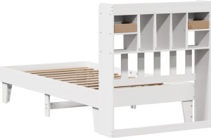 vidaXL vidaXL Rama łóżka bez materaca, biała, 75x190 cm, lite drewno sosnowe 8