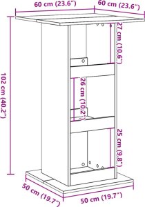 vidaXL vidaXL Stolik barowy z półkami, biały, 60x60x102 cm 8