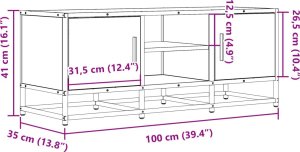 vidaXL vidaXL Szafka pod telewizor, brązowy dąb, 100x35x41 cm 10