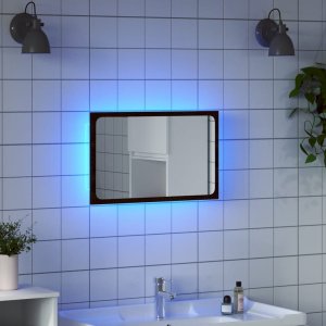 Lustro vidaXL vidaXL Lustro łazienkowe z LED, brązowy dąb, 60x8,5x38 cm 1