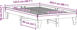 vidaXL vidaXL Rama łóżka bez materaca, biała, 120x200 cm, drewno sosnowe 8