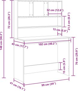 Biurko vidaXL Dąb Artisan 102 cm x 45 cm 9
