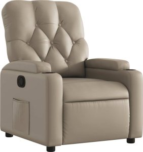 vidaXL Fotel rozkładany, cappuccino, sztuczna skóra 2