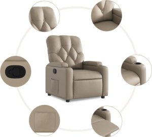 vidaXL Fotel rozkładany, cappuccino, sztuczna skóra 5