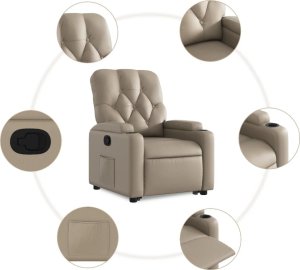 vidaXL Podnoszony fotel rozkładany, cappuccino, obity sztuczną skórą 7
