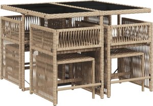 vidaXL vidaXL 9-cz. zestaw mebli ogrodowych z poduszkami, mieszany beż 3