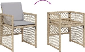 vidaXL vidaXL 13-cz zestaw mebli do ogrodu, poduszki, mieszany beż, rattan PE 5