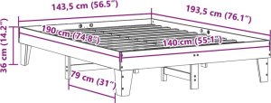 vidaXL vidaXL Rama łóżka bez materaca, biała, 140x190 cm, lite drewno sosnowe 9