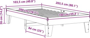 vidaXL Rama łóżka bez materaca, 100x200 cm, lite drewno sosnowe 9
