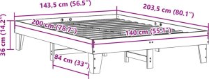 vidaXL vidaXL Rama łóżka bez materaca, biała, 140x200 cm, lite drewno sosnowe 9