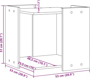 vidaXL vidaXL Szafka na kuwetę, biała, 53x53x51 cm, materiał drewnopochodny 8