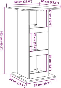 vidaXL Stolik barowy z półkami, szarość betonu, 60x60x102 cm 9