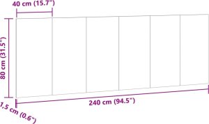 vidaXL vidaXL Wezgłowie łóżka, stare drewno, 240x1,5x80 cm 7