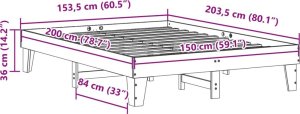 vidaXL vidaXL Rama łóżka bez materaca, biała, 150x200 cm, lite drewno sosnowe 9