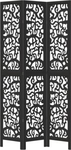 vidaXL vidaXL Parawan pokojowy, 3-panelowy, czarny, lite drewno paulowni 4
