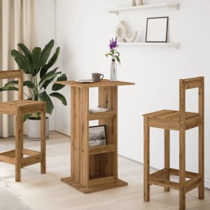 vidaXL Stolik barowy z półkami, dąb artisian, 60x60x102 cm 3