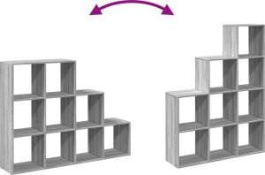 vidaXL Regał przegroda, 3 poziomy, szary dąb sonoma, 137,5x29x103,5 cm 8