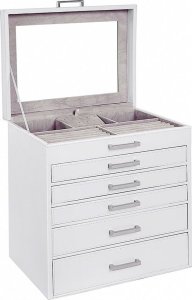 Songmics SONGMICS Pudełko na biżuterię 30,5X21,5X31,5cm Białe 12