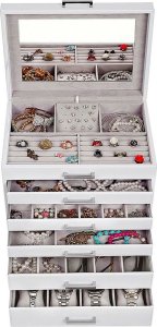 Songmics SONGMICS Pudełko na biżuterię 30,5X21,5X31,5cm Białe 13