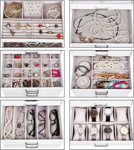 Songmics SONGMICS Pudełko na biżuterię 30,5X21,5X31,5cm Białe 4