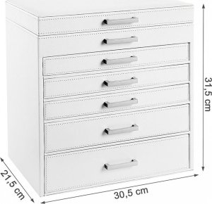 Songmics SONGMICS Pudełko na biżuterię 30,5X21,5X31,5cm Białe 5