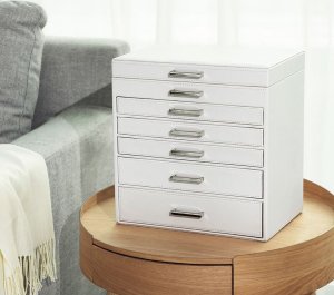 Songmics SONGMICS Pudełko na biżuterię 30,5X21,5X31,5cm Białe 7