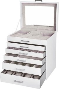 Songmics SONGMICS Pudełko na biżuterię 30,5X21,5X31,5cm Białe 10