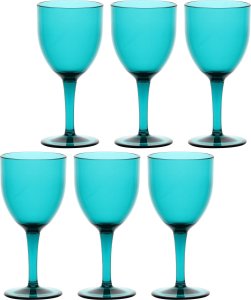 NPC Polska Rose&Tulipani Fiaba Zestaw 6 kieliszków do wina 400 ml turkusowy 1