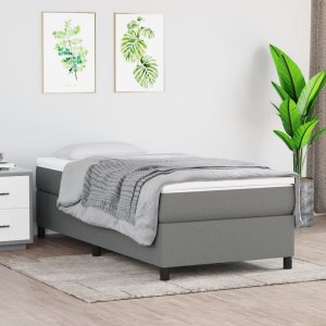 vidaXL VidaXL Box Spring Bed with Mattress Dark Gray 39.4"x79.9" Twin XL Fabric 1