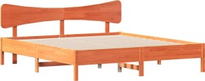 vidaXL vidaXL Łóżko bez materaca, woskowy brąz, 200x200 cm, drewno sosnowe 3
