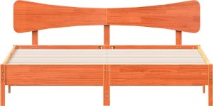 vidaXL vidaXL Łóżko bez materaca, woskowy brąz, 200x200 cm, drewno sosnowe 4