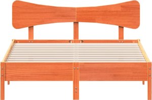 vidaXL vidaXL Łóżko bez materaca, woskowy brąz, 140x200 cm, drewno sosnowe 4