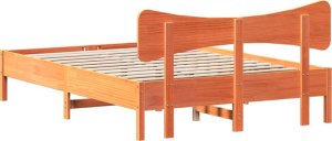 vidaXL vidaXL Łóżko bez materaca, woskowy brąz, 140x200 cm, drewno sosnowe 8