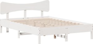 vidaXL vidaXL Rama łóżka bez materaca, biała, 135x190 cm, lite drewno sosnowe 2