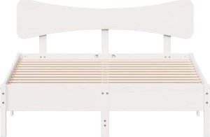 vidaXL vidaXL Rama łóżka bez materaca, biała, 135x190 cm, lite drewno sosnowe 4