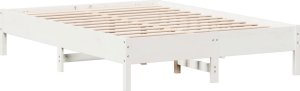 vidaXL vidaXL Rama łóżka bez materaca, biała, 135x190 cm, lite drewno sosnowe 5