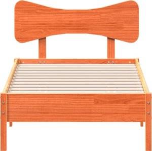 vidaXL vidaXL Rama łóżka bez materaca, woskowy brąz, 90x190 cm, sosnowa 4