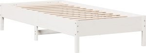 vidaXL vidaXL Rama łóżka bez materaca, biała, 100x200 cm, lite drewno sosnowe 5