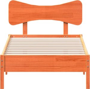vidaXL vidaXL Rama łóżka bez materaca, woskowy brąz, 75x190 cm, sosnowa 4